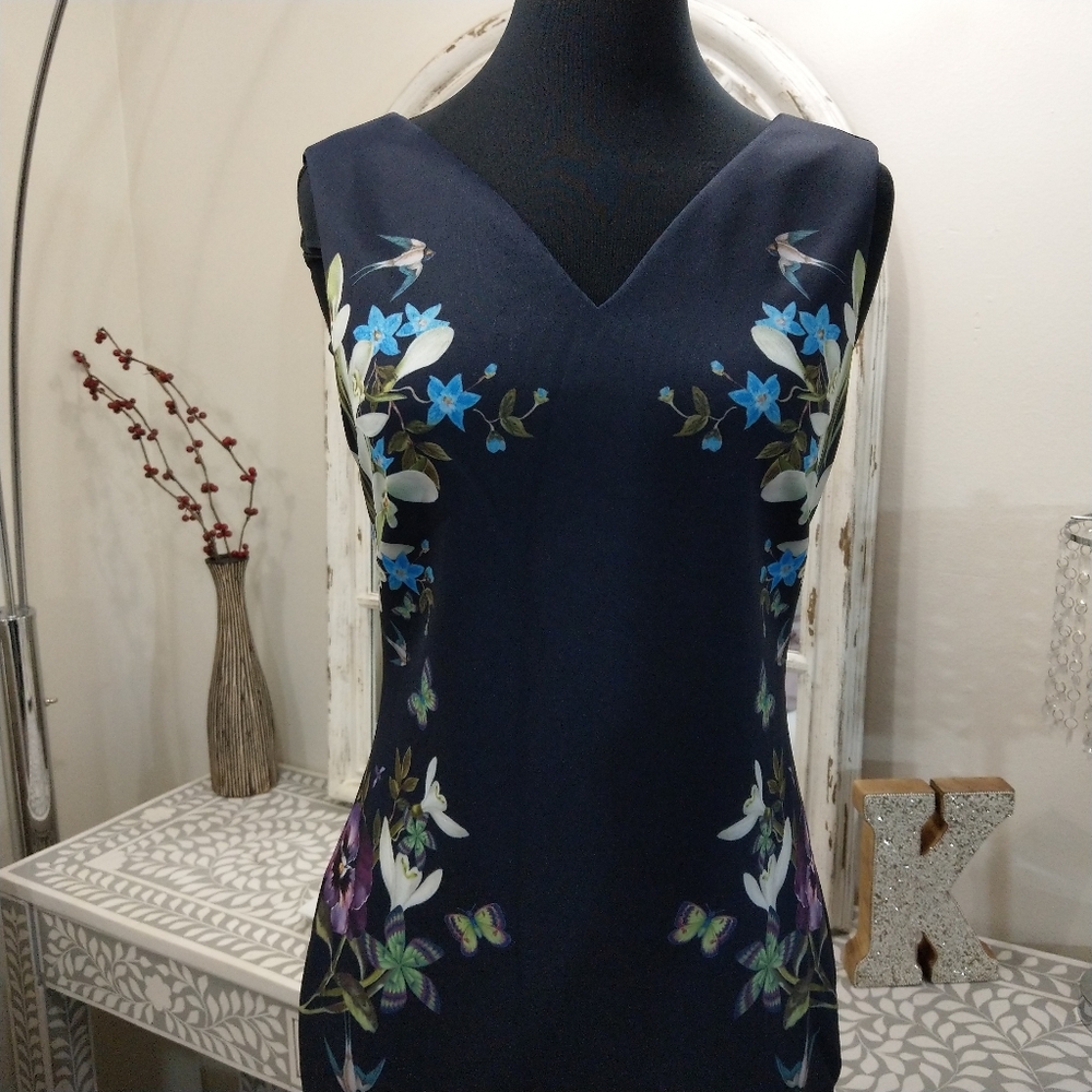 🍒NWT🍒 TED BAKER NAVY PENCIL DRESS - Picture 4 of 9